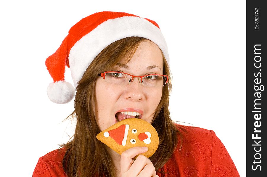 Santa Girl With Red Specs And Santa Gingerbread