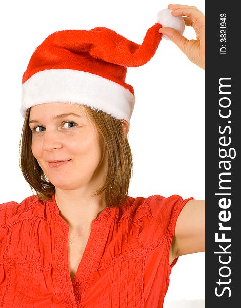 Girl Showing Her Santa Hat