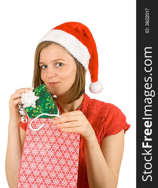 Girl showing her santa present