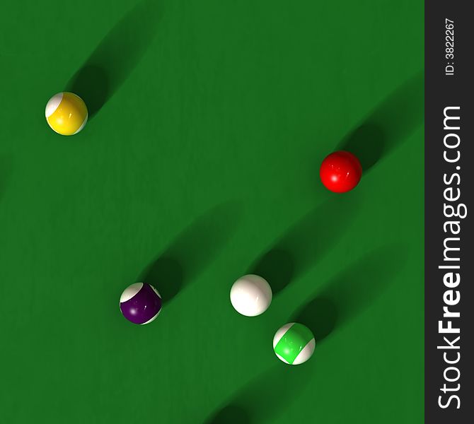 Billiard table with balls - photorealistic 3d render