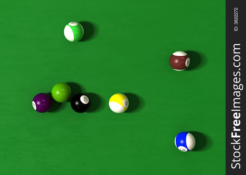 Billiard Table With Balls