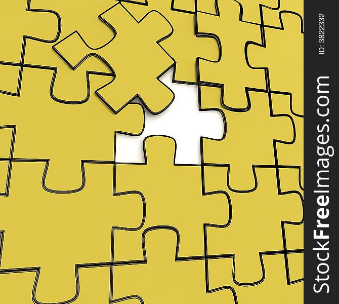 Yellow puzzle - 3d render illustration