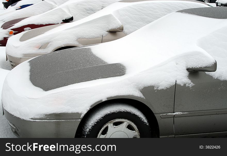 Cars covered in snow after snowstorm. Cars covered in snow after snowstorm