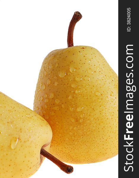 Close-up of two pears isolated