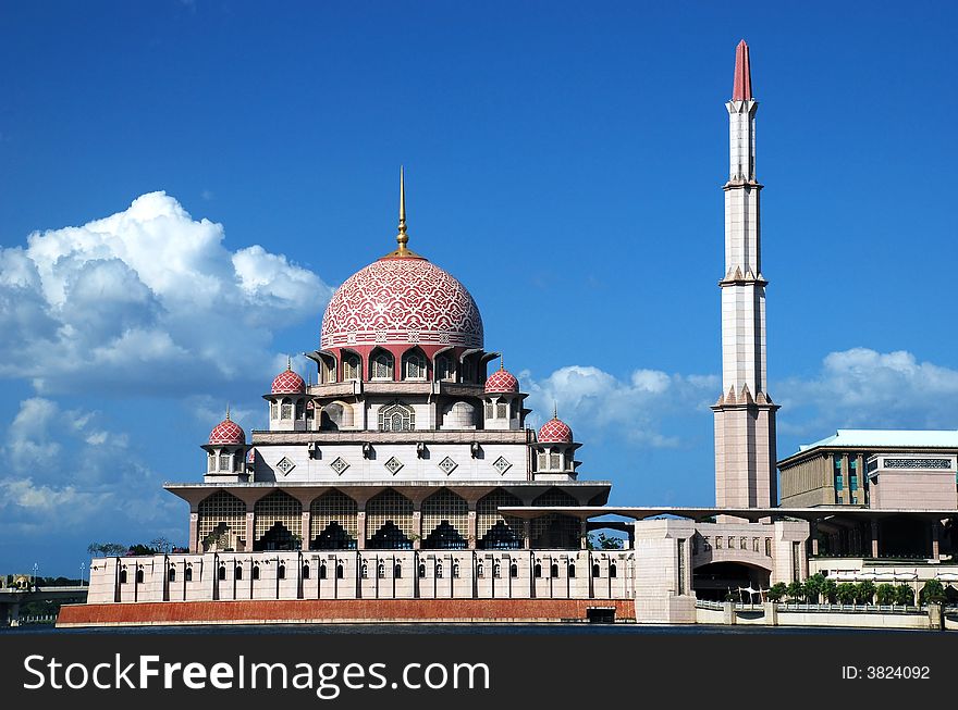 Putrajaya mosque image on the blue sky background