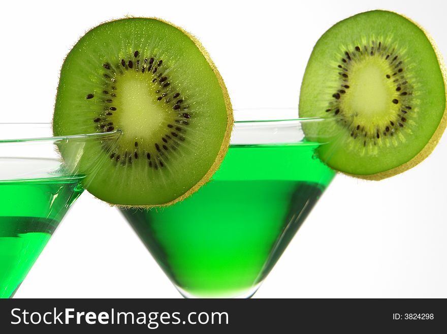 Kiwi a drink on a white background