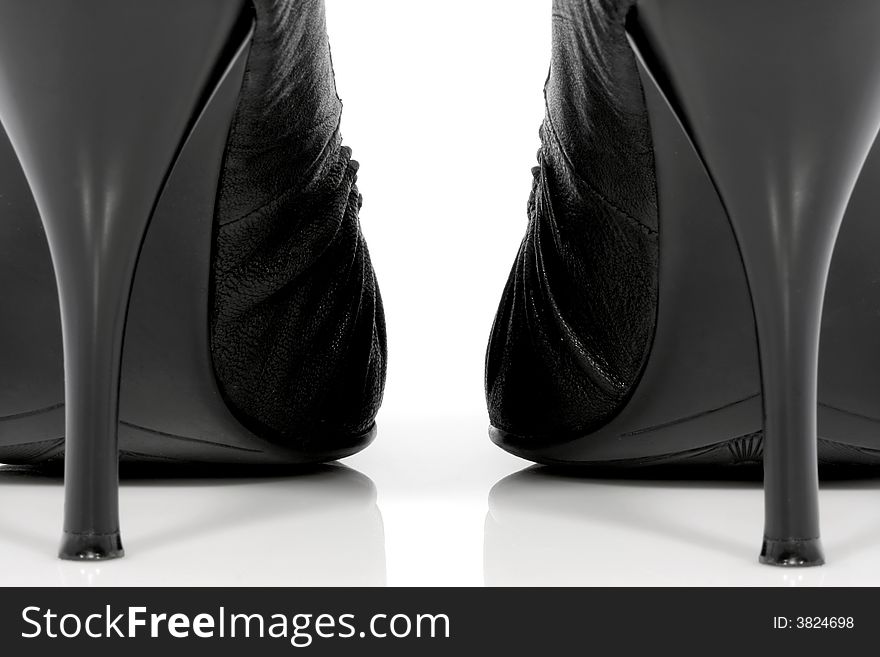 Black woman shoes isolated on white background