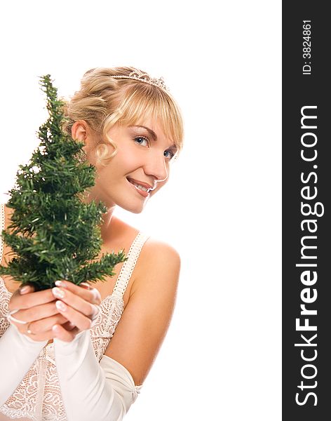 Girl Holding A Christmas Tree