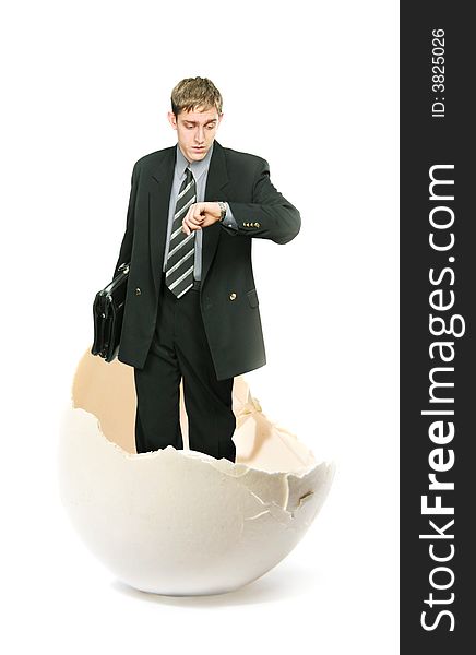Young Businessman And Big Egg
