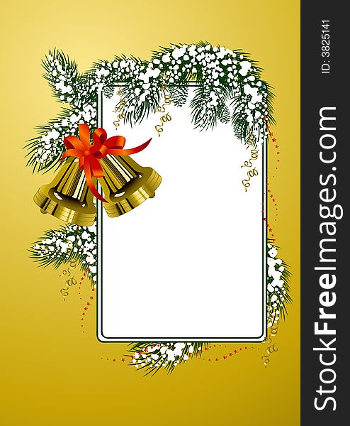 Frame with christmas bells gold color