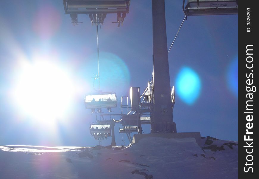 Snow Ski-lift & Sun