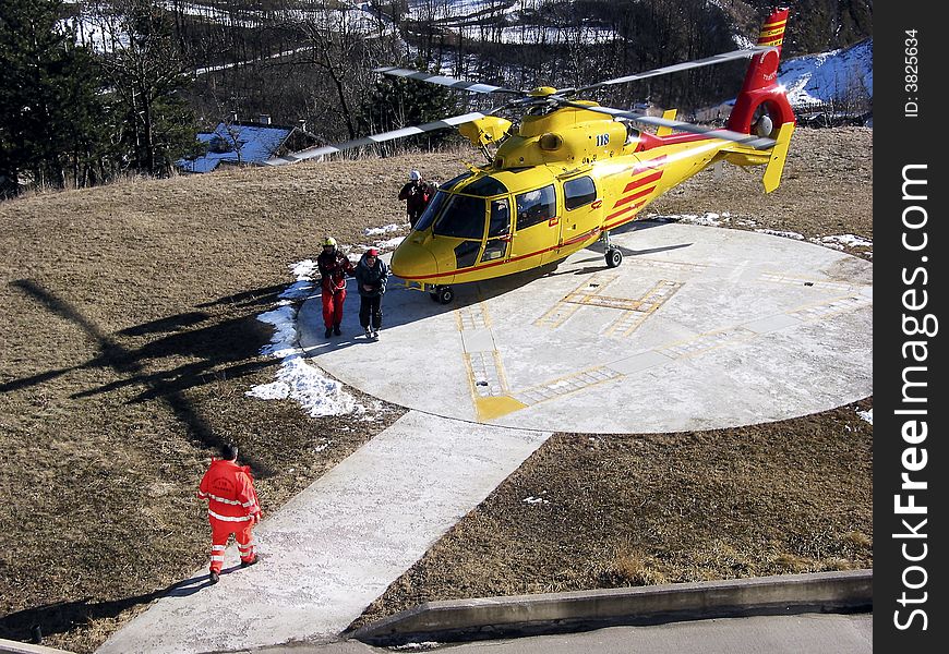 Salvage helicopter on the airfield