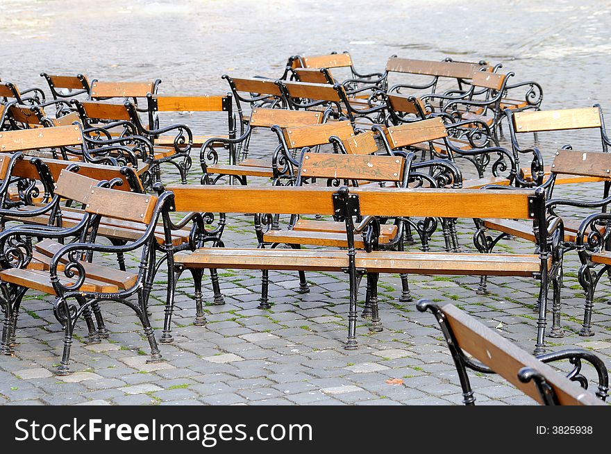 Benches in a city park