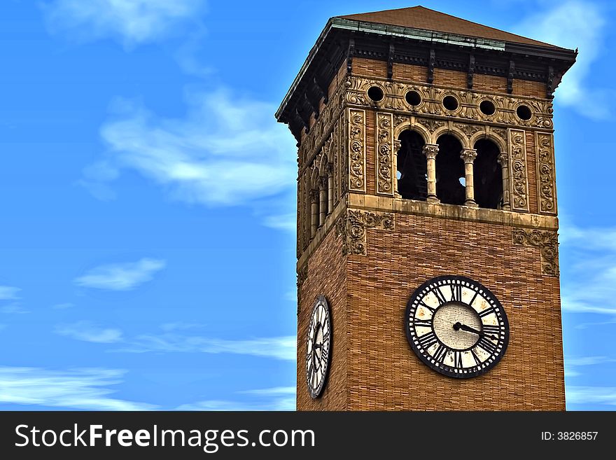 Old clock tower in downtown Tacoma Washington