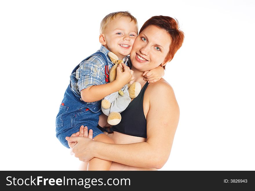 Woman with child in hands