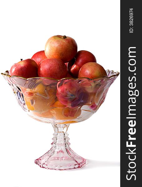 Red apples in glass vase. Red apples in glass vase