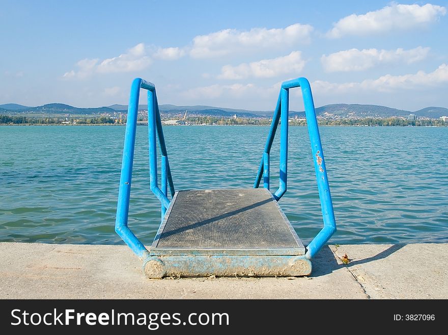 Stair on a Tihany free beach. Stair on a Tihany free beach.