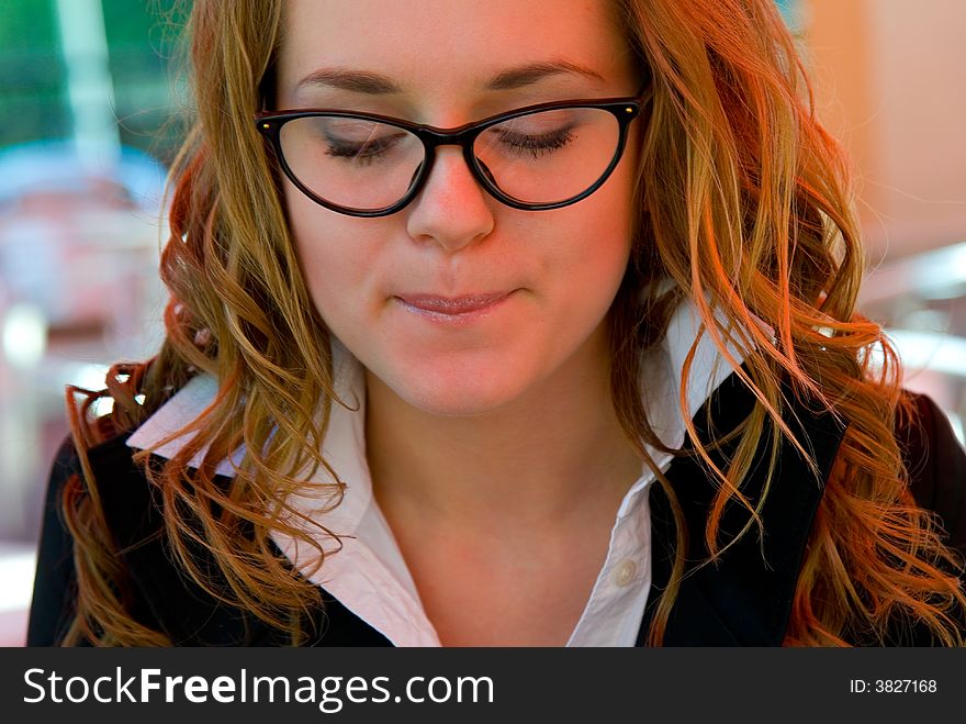 Intelligent beautiful young woman with glasses. Intelligent beautiful young woman with glasses