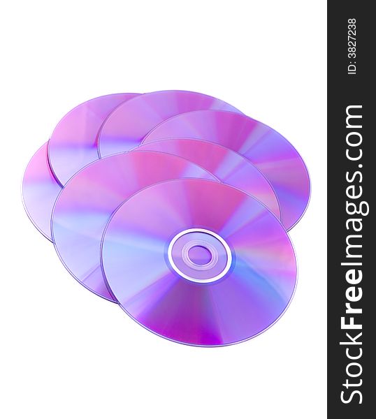 Compact Discs On White Background