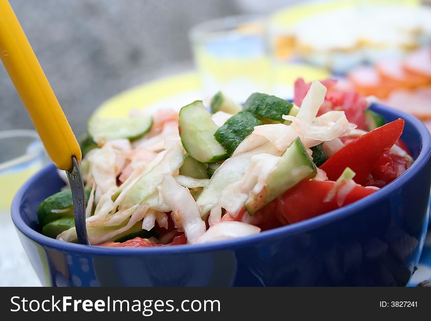 Salad with tomatoes and cucumbers