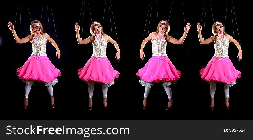 Beautiful young girl playing a puppets. Beautiful young girl playing a puppets