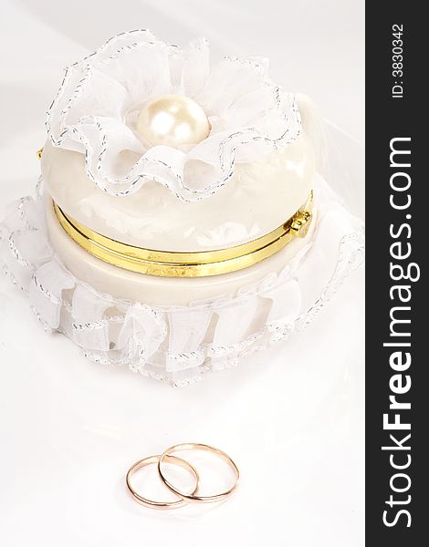 Wedding rings on a white background