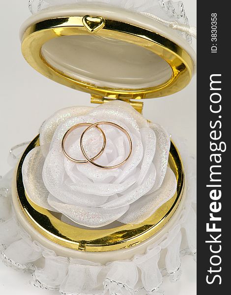 Wedding rings on a white background