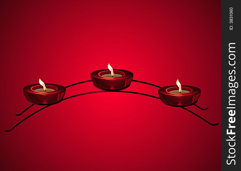 Candlestick with candle light, vector illustration, AI file included