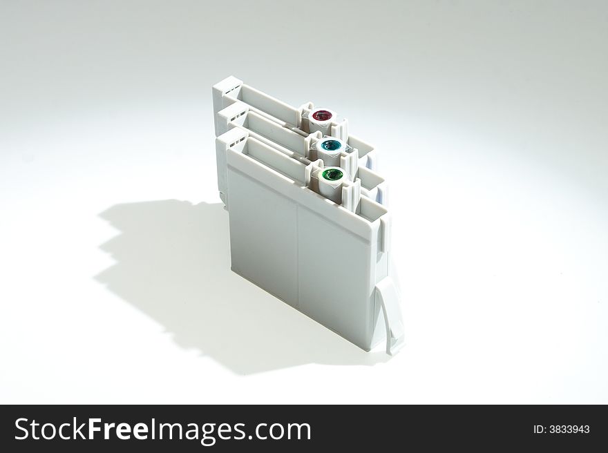 Inkjet cartridge on white background