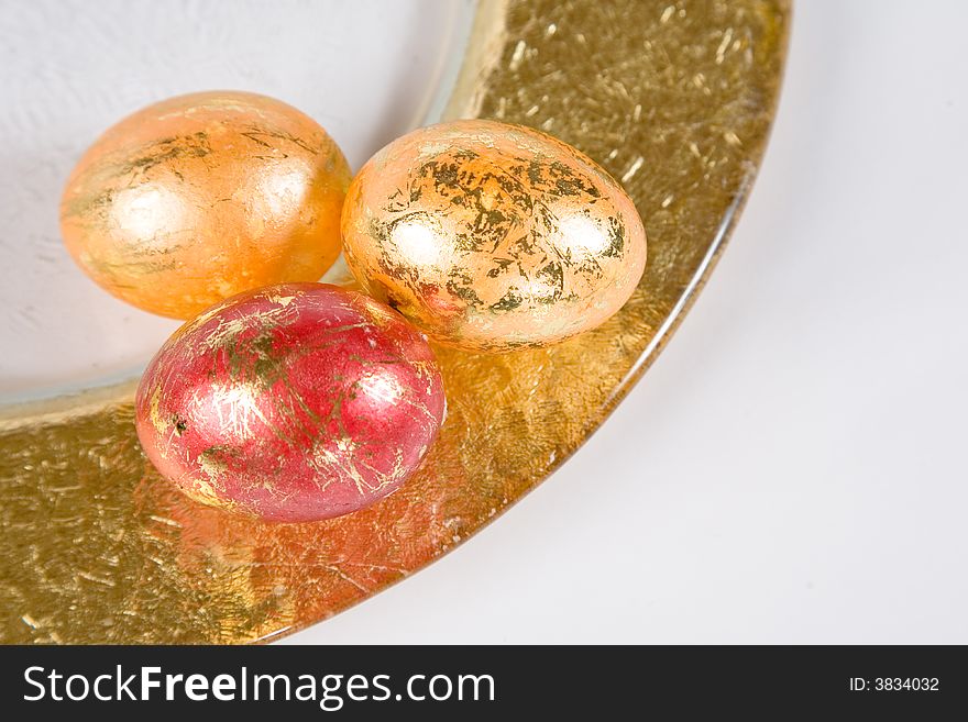 decoration easter eggs on the table