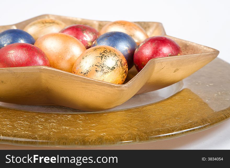 decoration easter eggs on the table