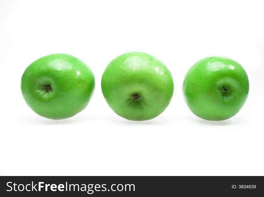 Fresh green apple bright, close, close-up,