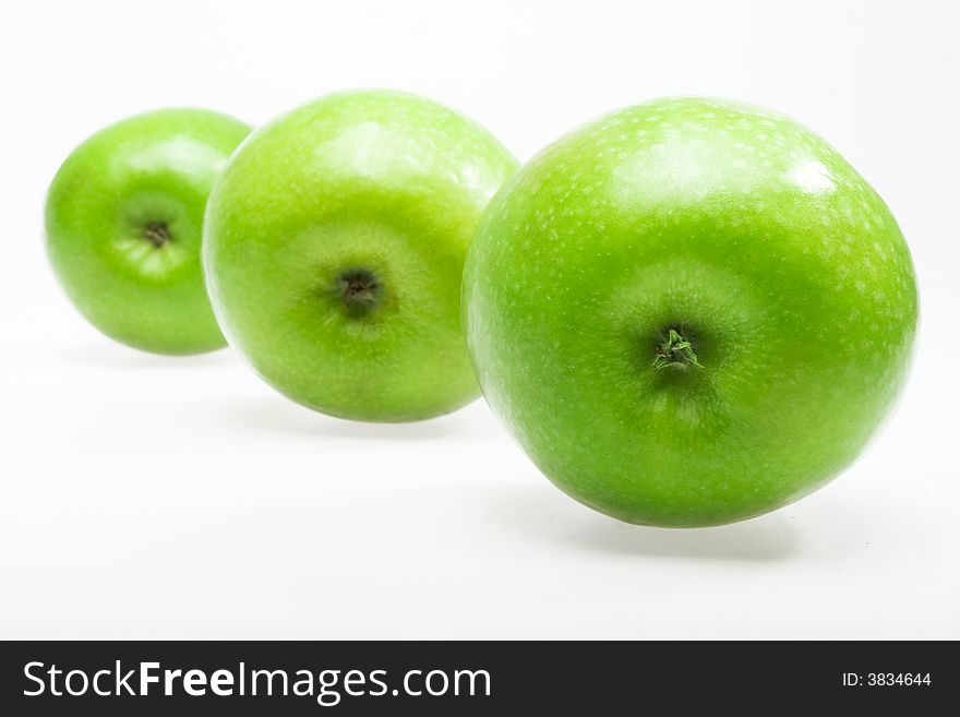 Fresh green apple bright, close, close-up,