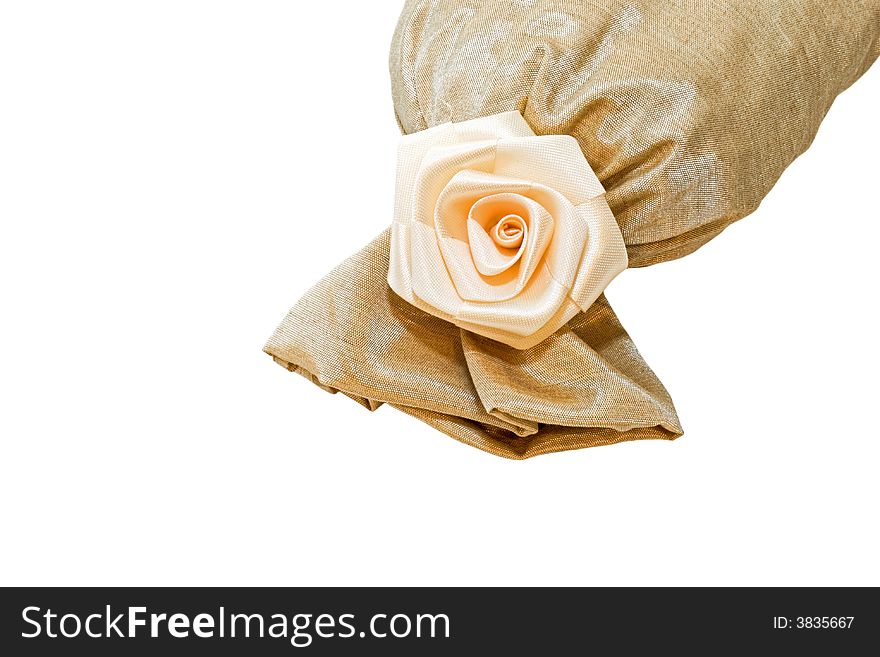 Small sack bag with rose flower decoration. Small sack bag with rose flower decoration