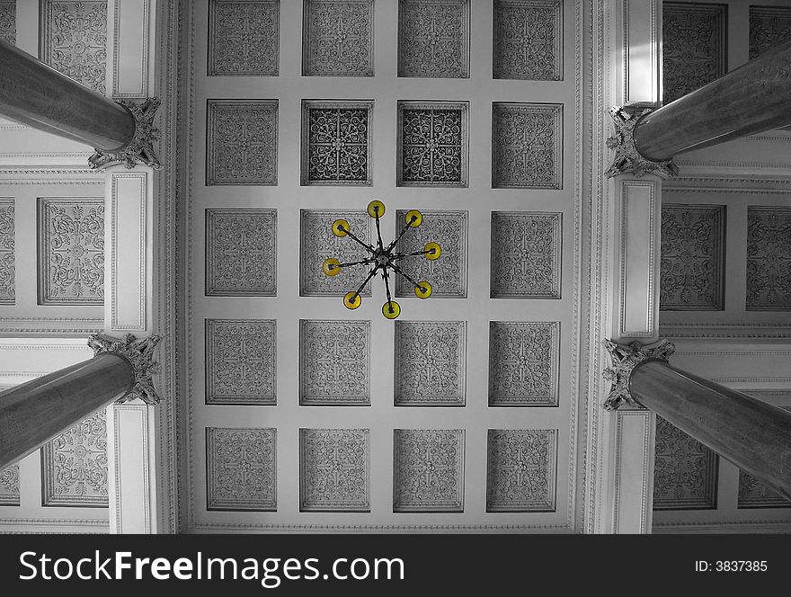 Ancient chandelier on a ceiling