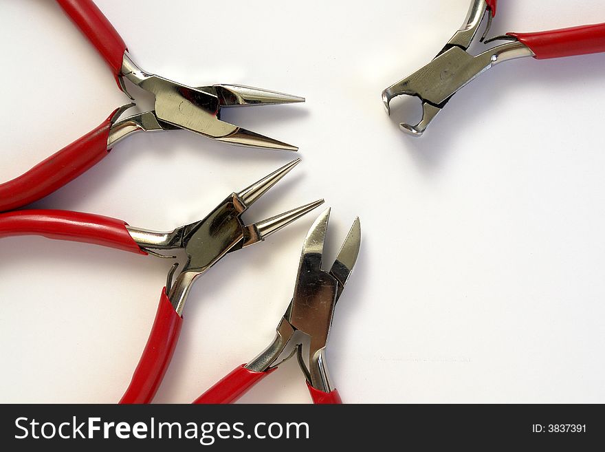 A view with four type of pliers