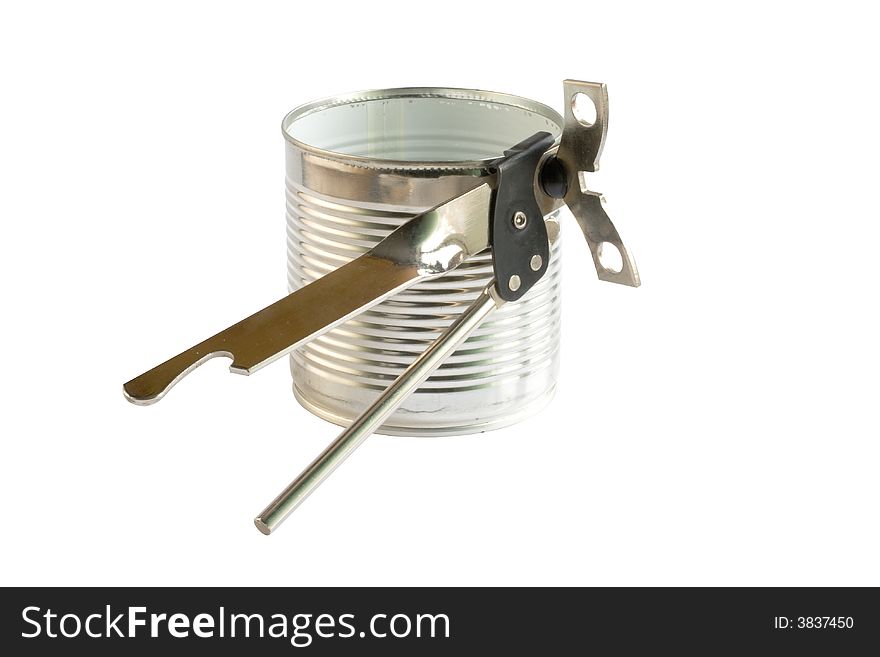 Small can with an English can opener. Small can with an English can opener