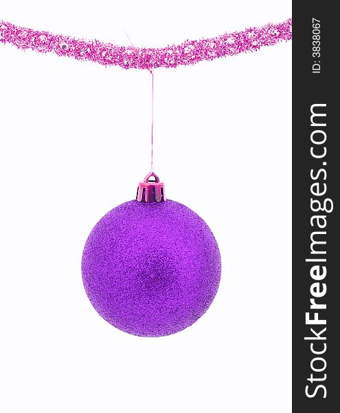 A christmas ball over a white background