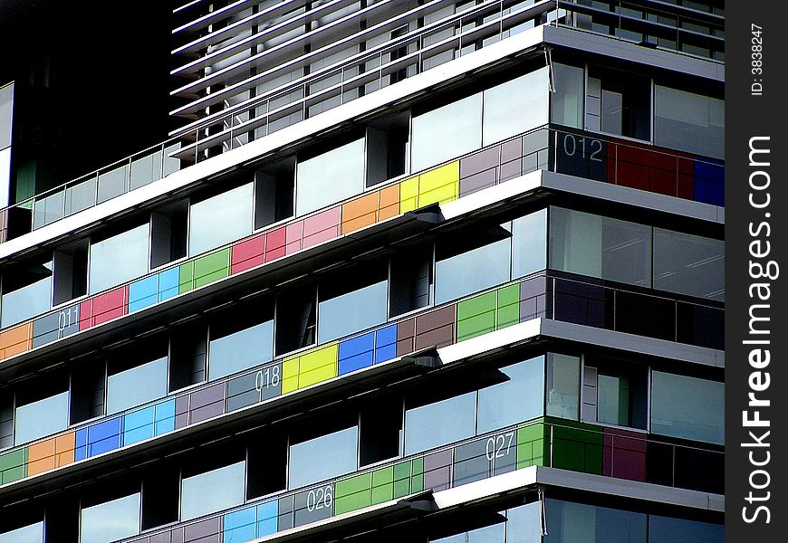 A modern and colourful building. A modern and colourful building.