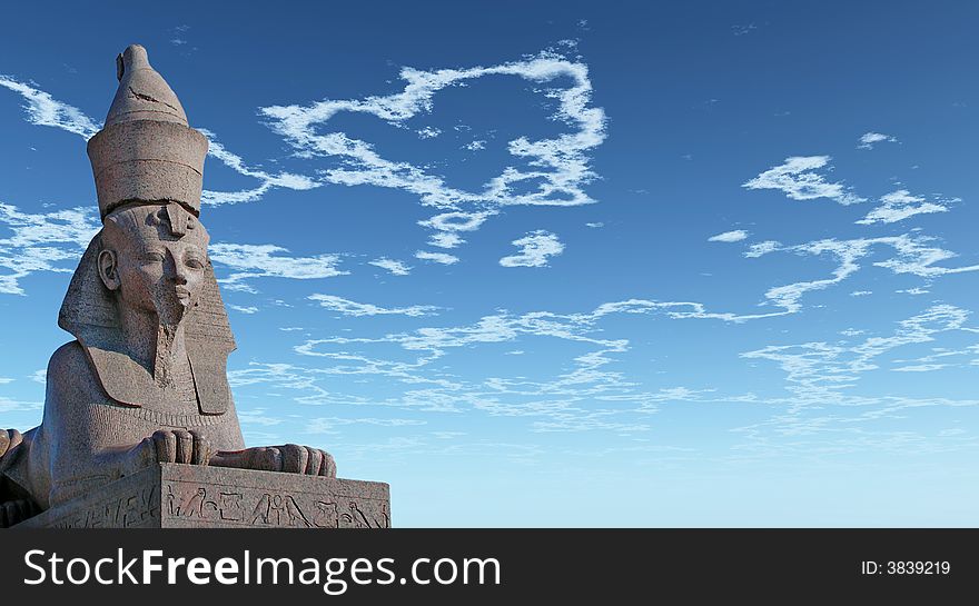 Antique Egyptian sphinx on quay of the river. Saint-Petersburg, Russia