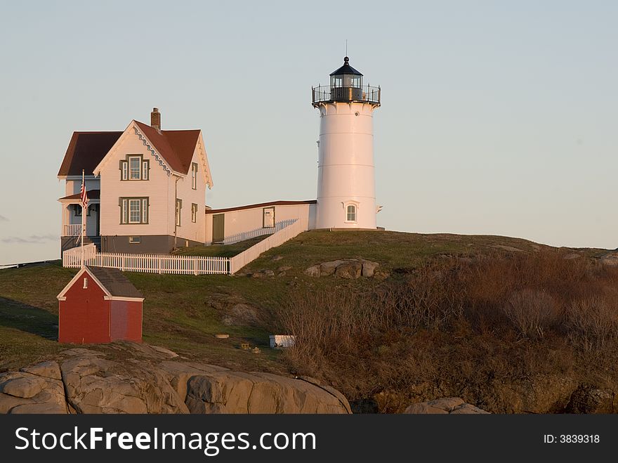 Cape Neddick Lighthouse, also known as Nubble Lighthouse, near York, Maine