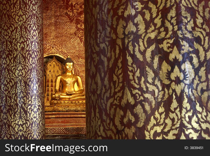 Golden buddha image and gold design. Golden buddha image and gold design