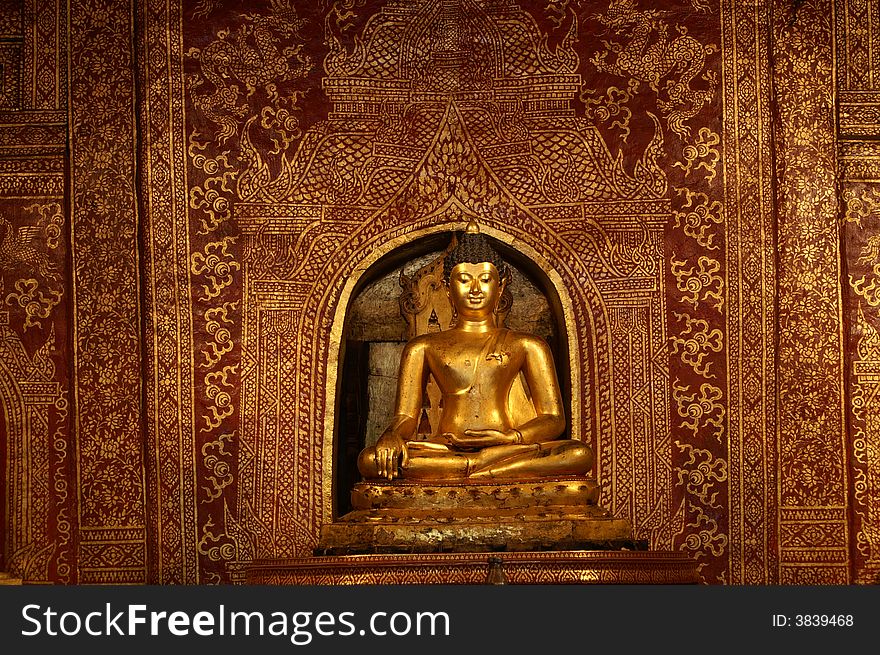Golden buddha image and gold design. Golden buddha image and gold design