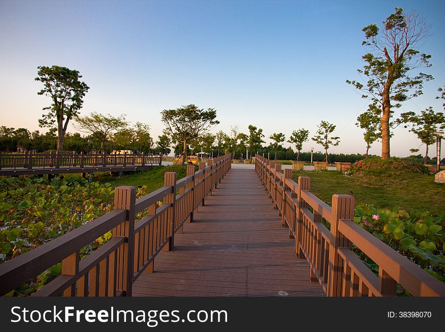 Small wooden bridge,Shanghai,China.