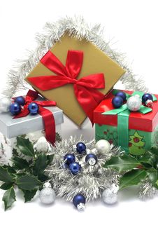 Christmas Gift Boxes With Christmas Ornaments Stock Images Christmas Gift Boxes With Christmas Ornaments Stock Images