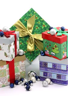 Christmas Gift Boxes With Christmas Ornaments Stock Photos Christmas Gift Boxes With Christmas Ornaments Stock Photos