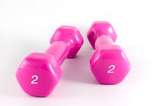 Two Pink Dumbbells Stock Photography Two Pink Dumbbells Stock Photography