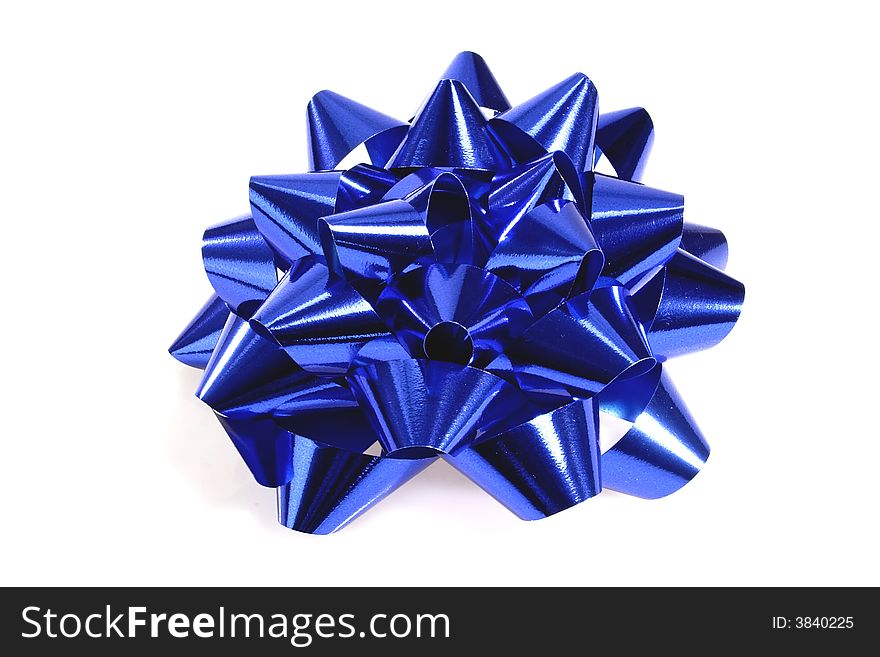 Blue gift loop on  bright background