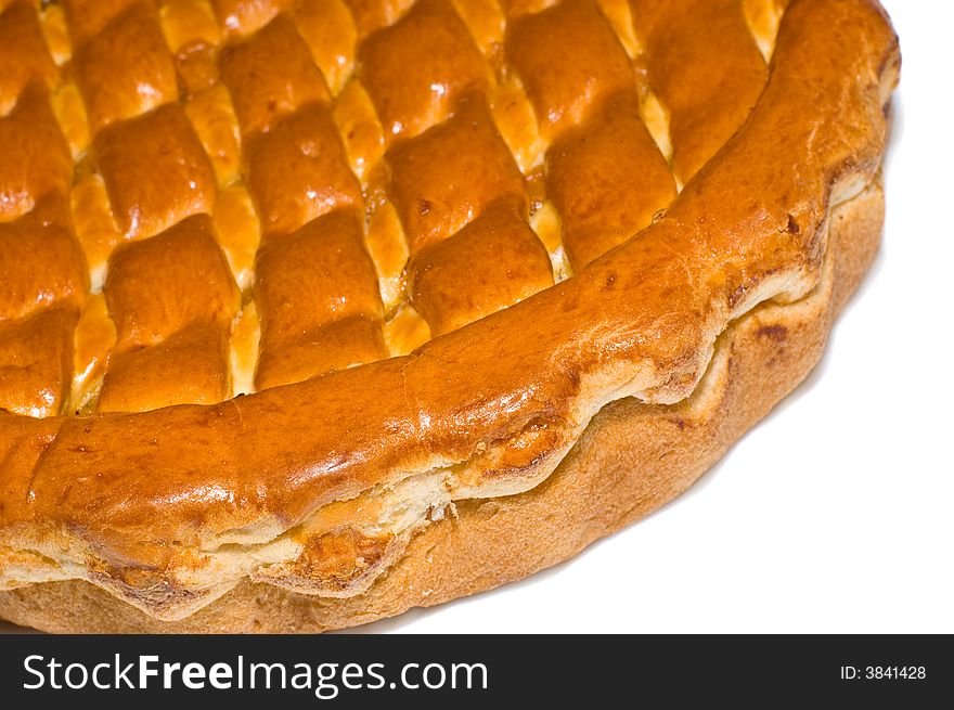 Pie close-up isolated on white