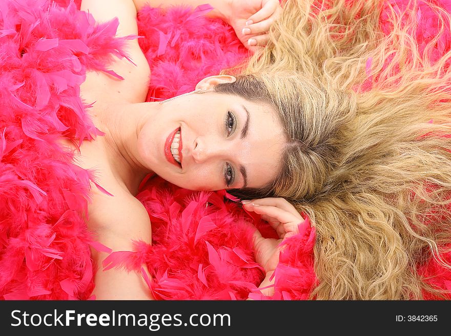 Gorgeous Blonde Headshot In Feathers